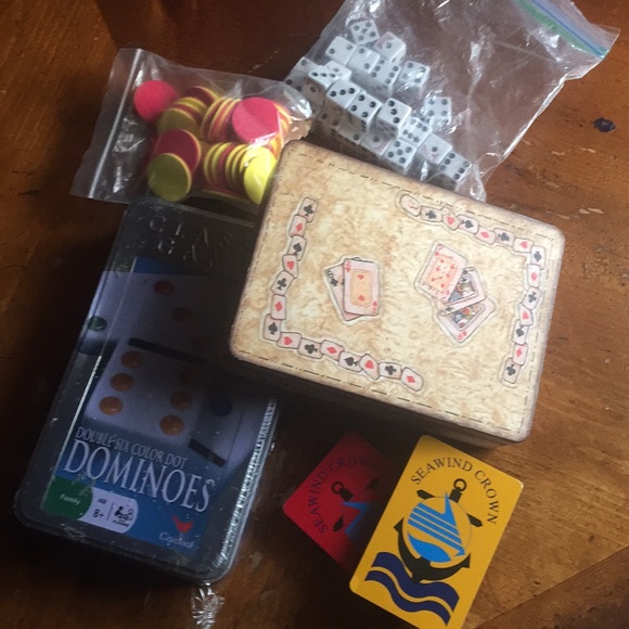 NEW Bundle Dominoes and 2 sets Cards in wood BOX - Picture 3 of 8